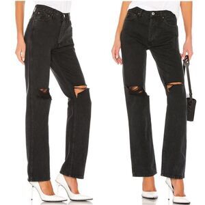 RE/DONE | Black Wash 90’s High Rise Cropped Jeans 184-3WHRL Women’s Size 31 (12)